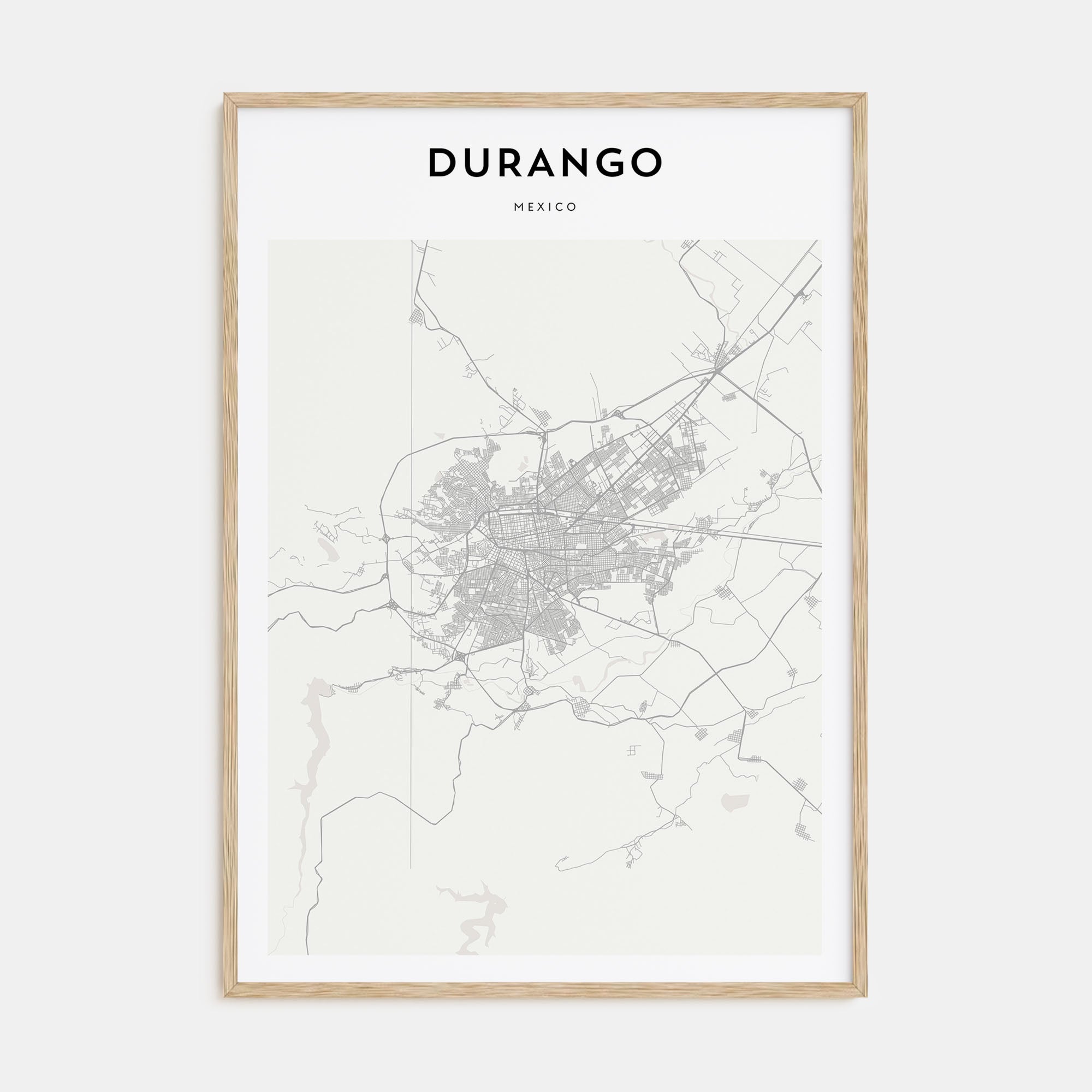 Durango, Mexico Map Portrait Poster