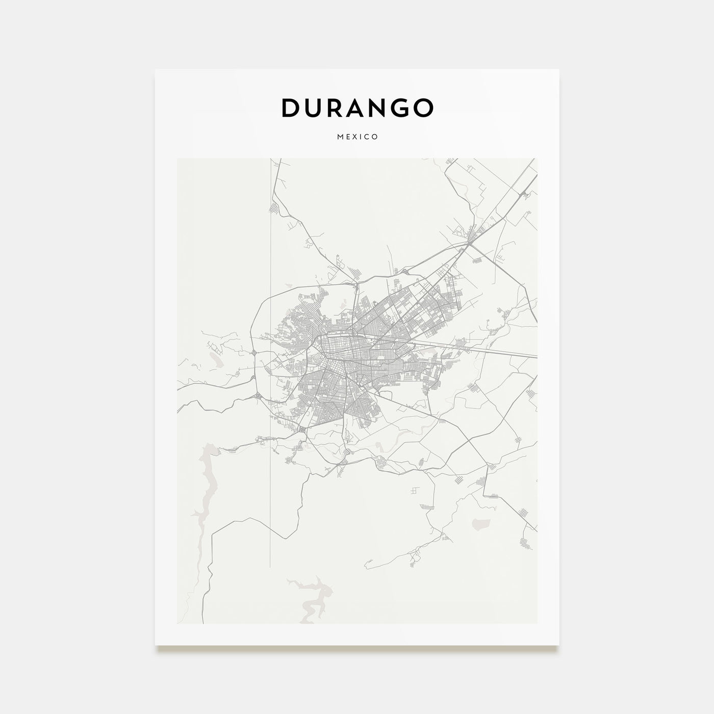 Durango, Mexico Map Portrait Poster
