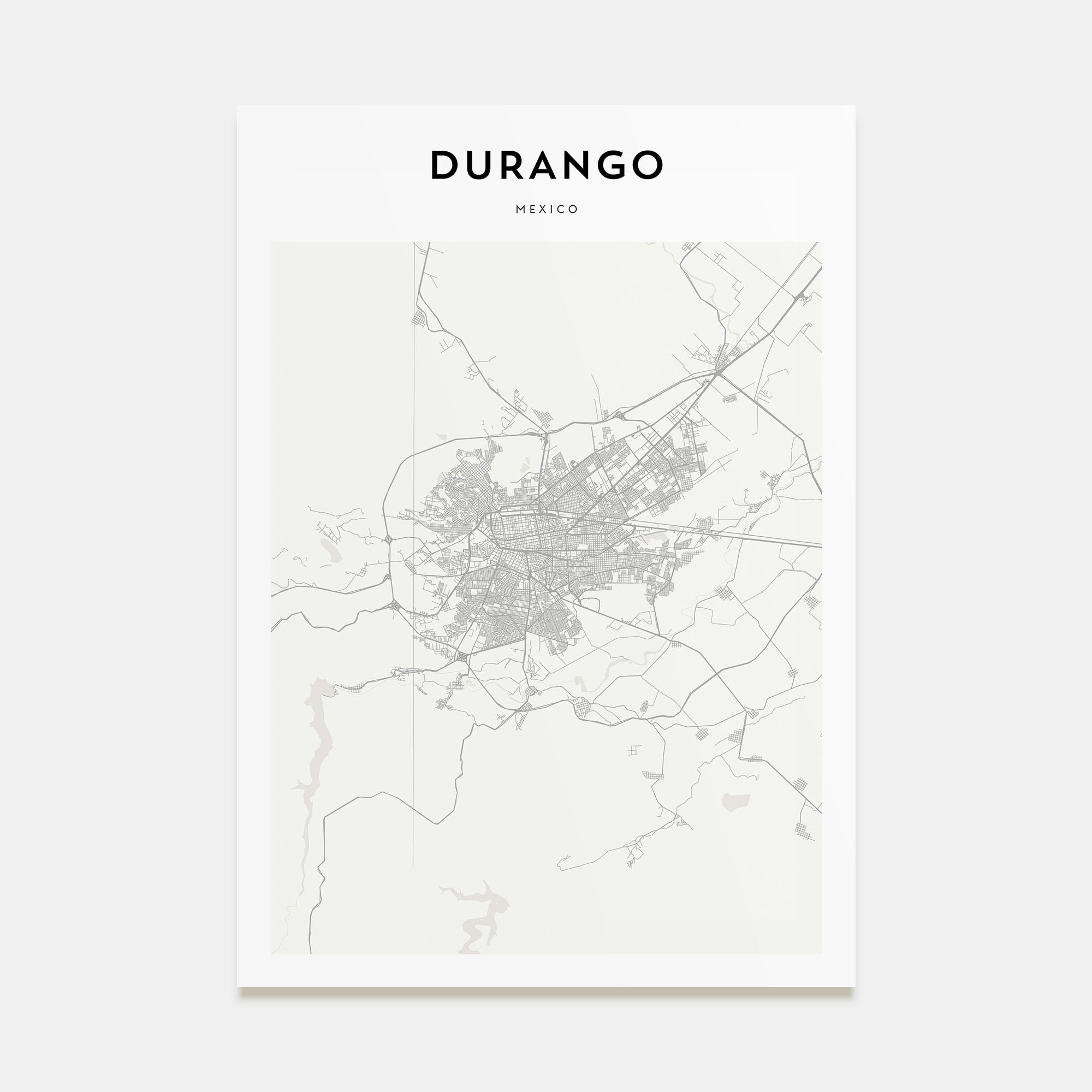 Durango, Mexico Map Portrait Poster