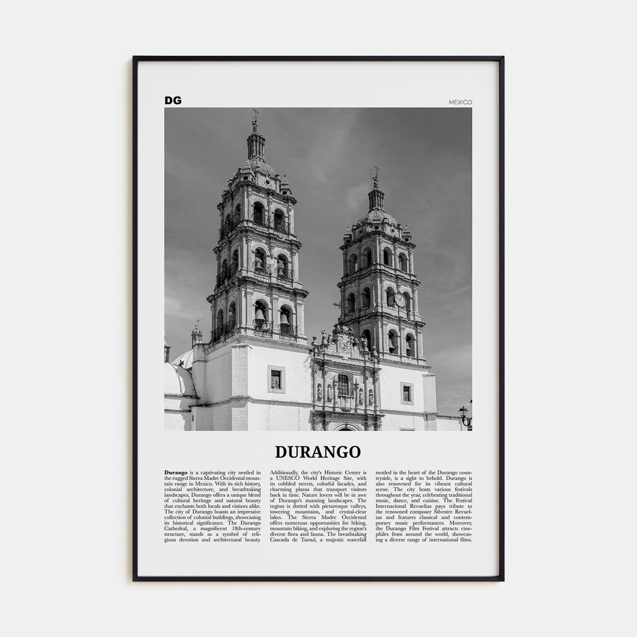 Durango, Mexico Travel B&W Poster