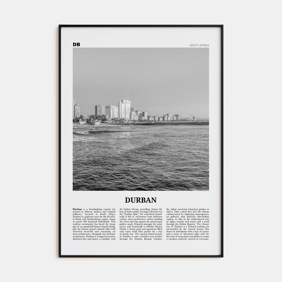 Durban Travel B&W Poster