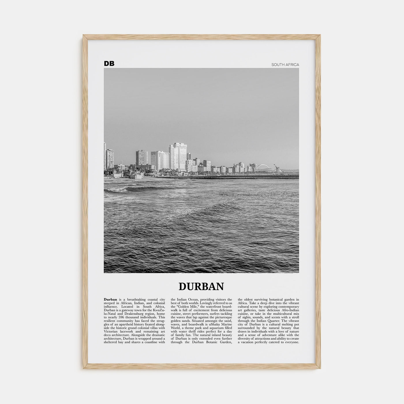 Durban Travel B&W Poster