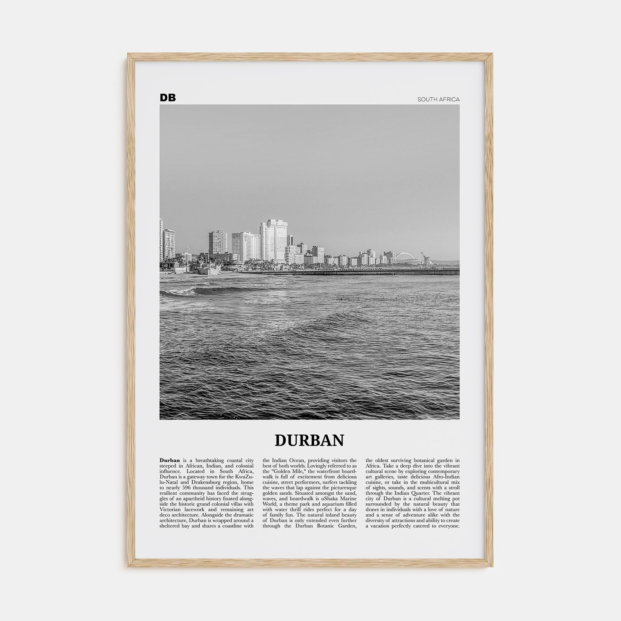 Durban Travel B&W Poster