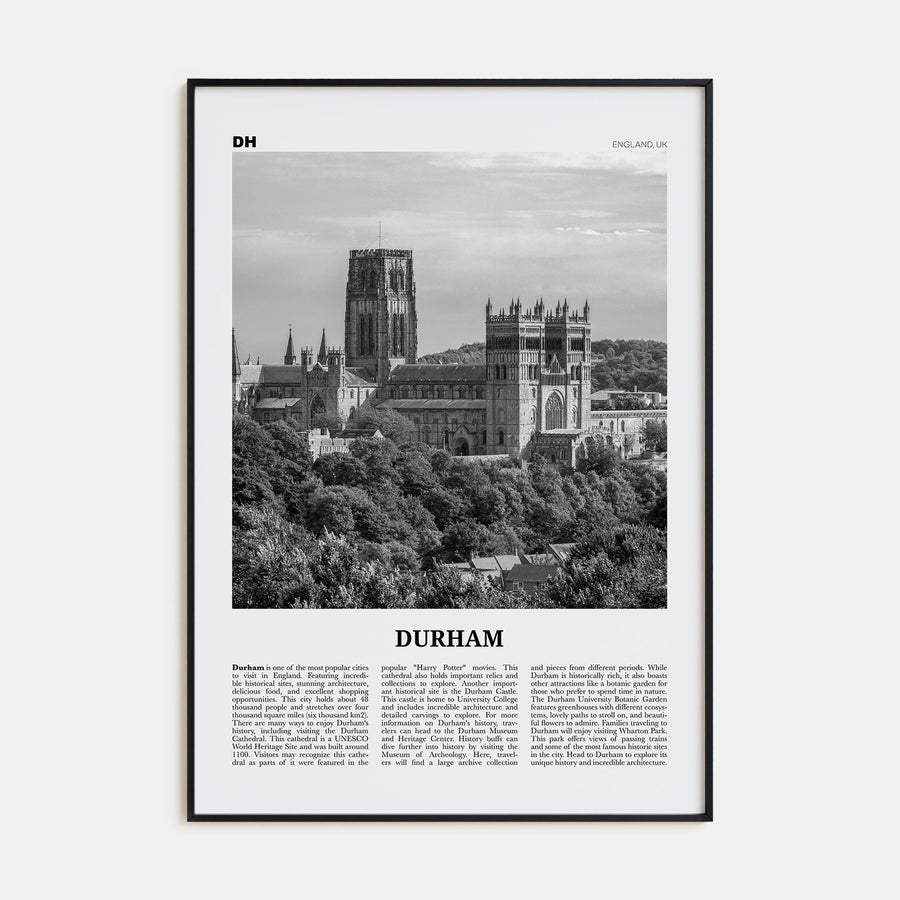 Durham, England Travel B&W Poster