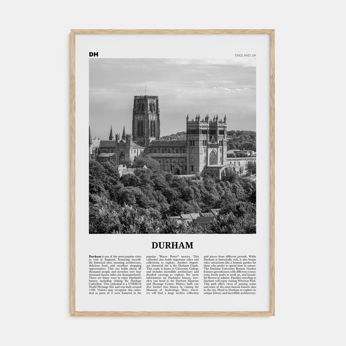 Durham, England Travel B&W Poster