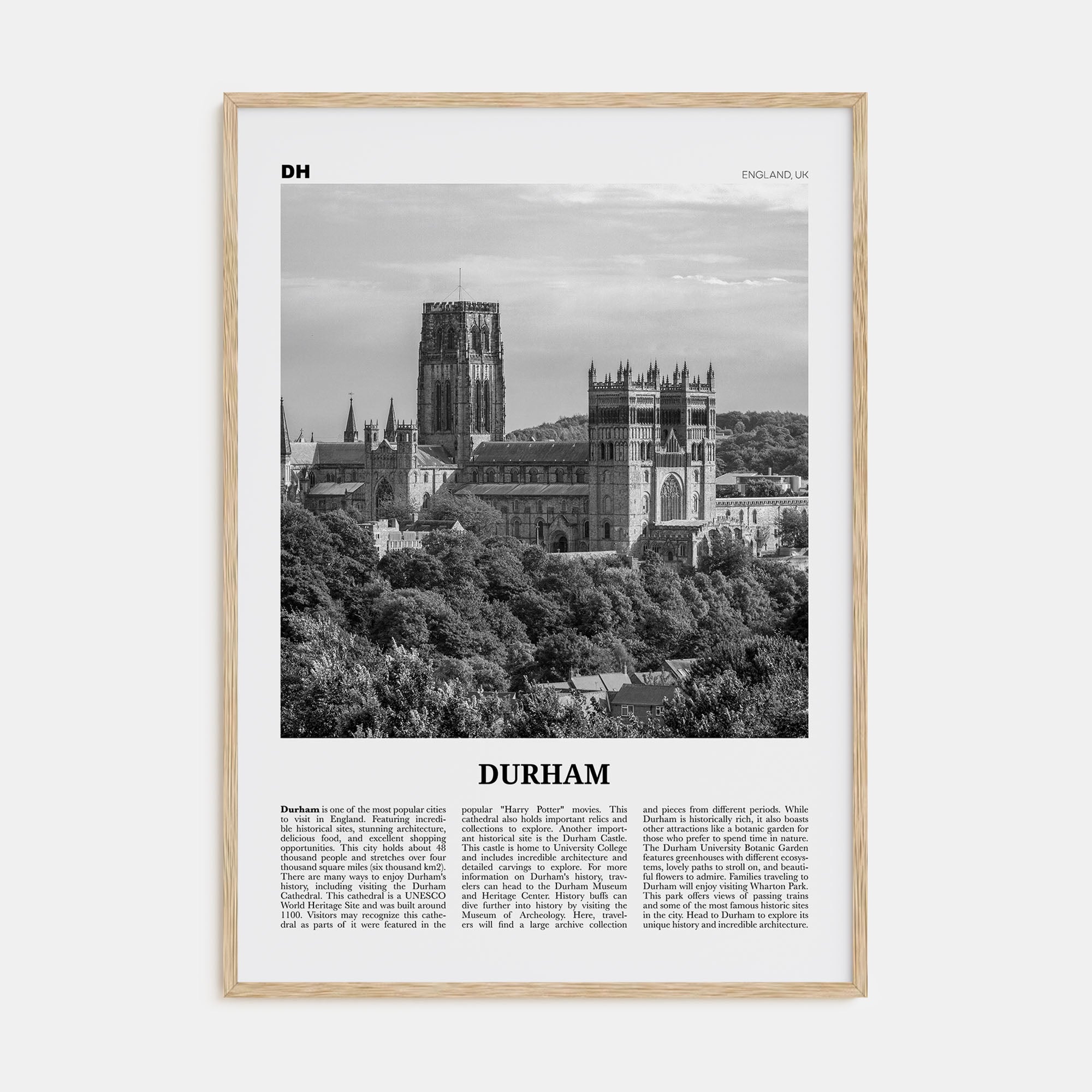 Durham, England Travel B&W Poster