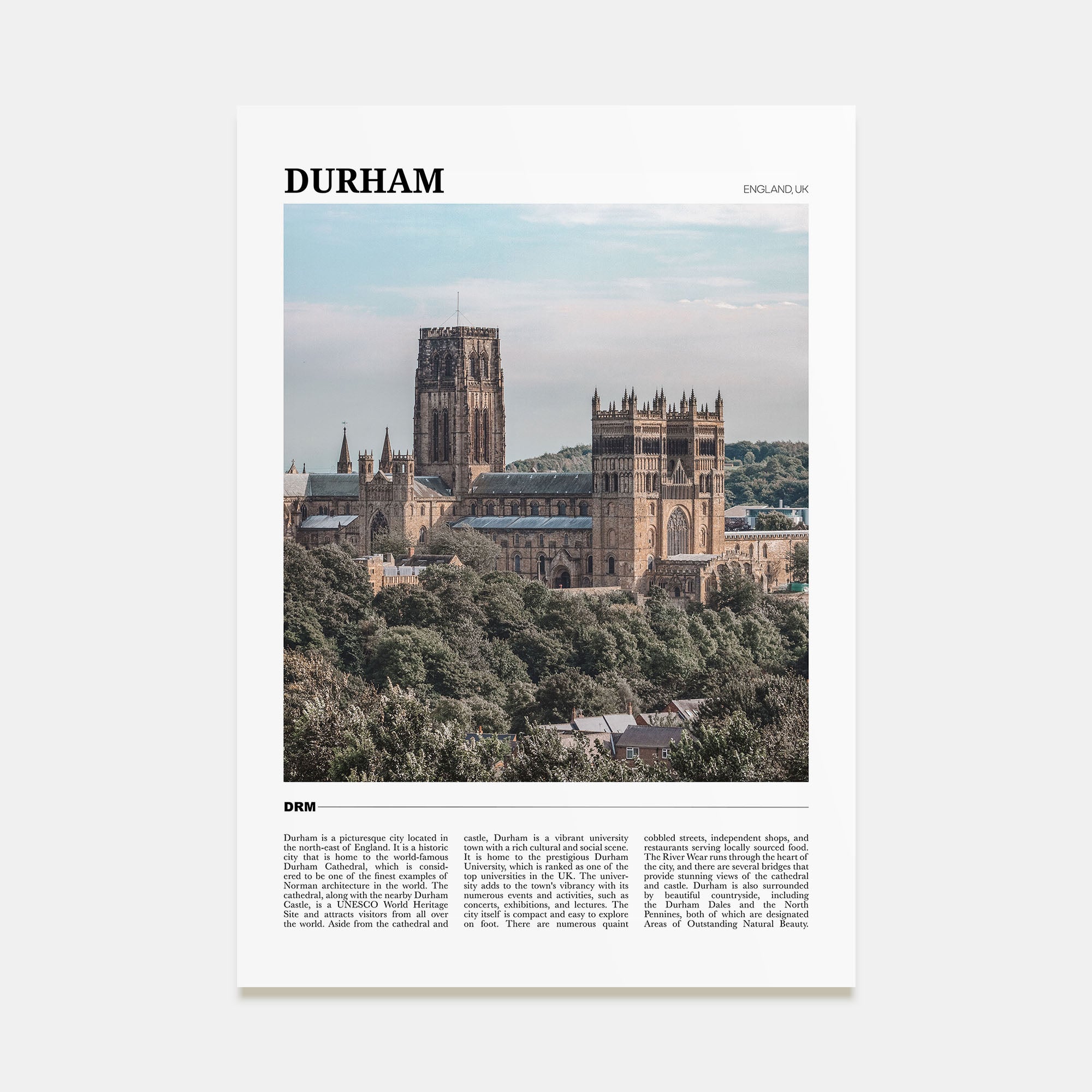 Durham, England Travel Color Poster