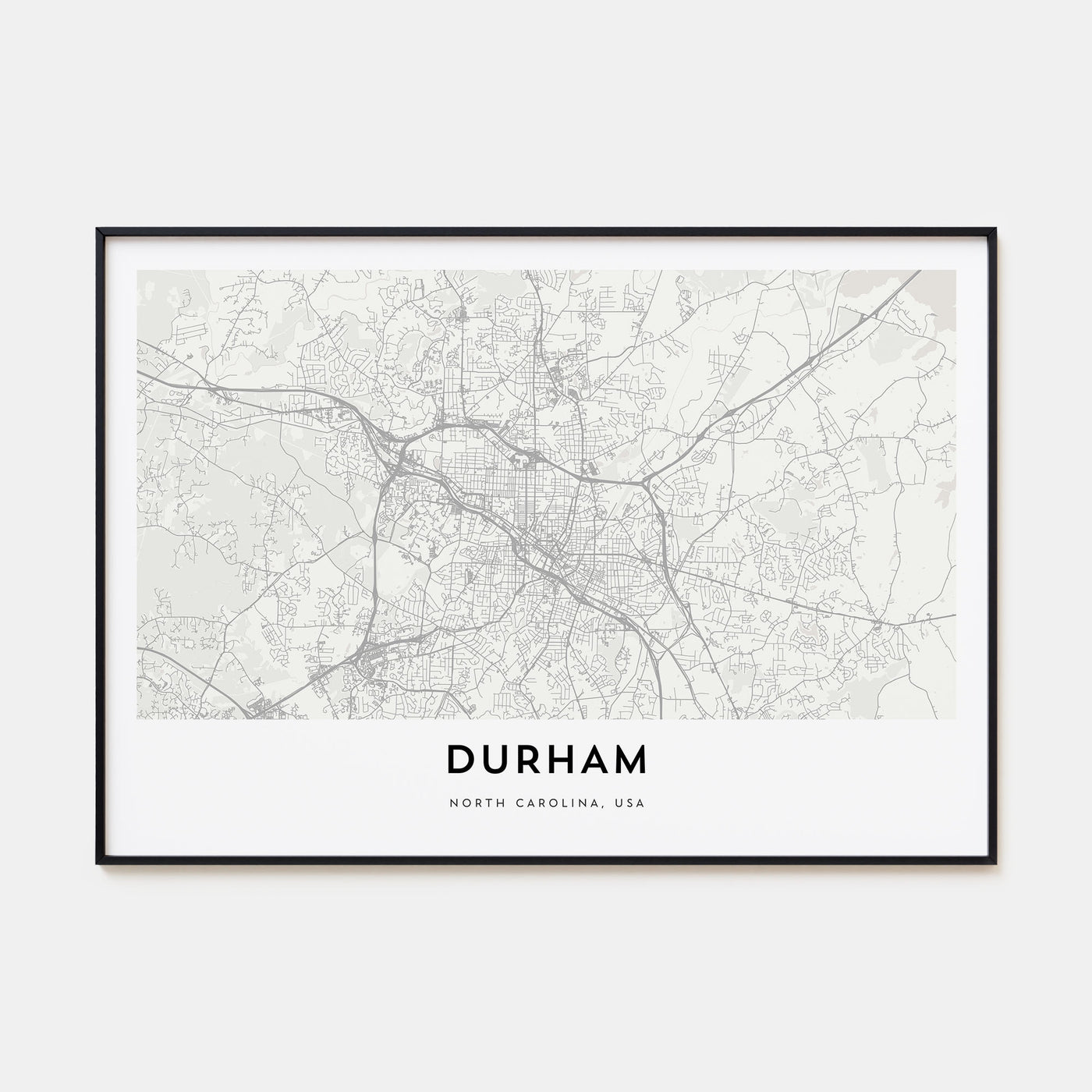 Durham, North Carolina Map Landscape Poster
