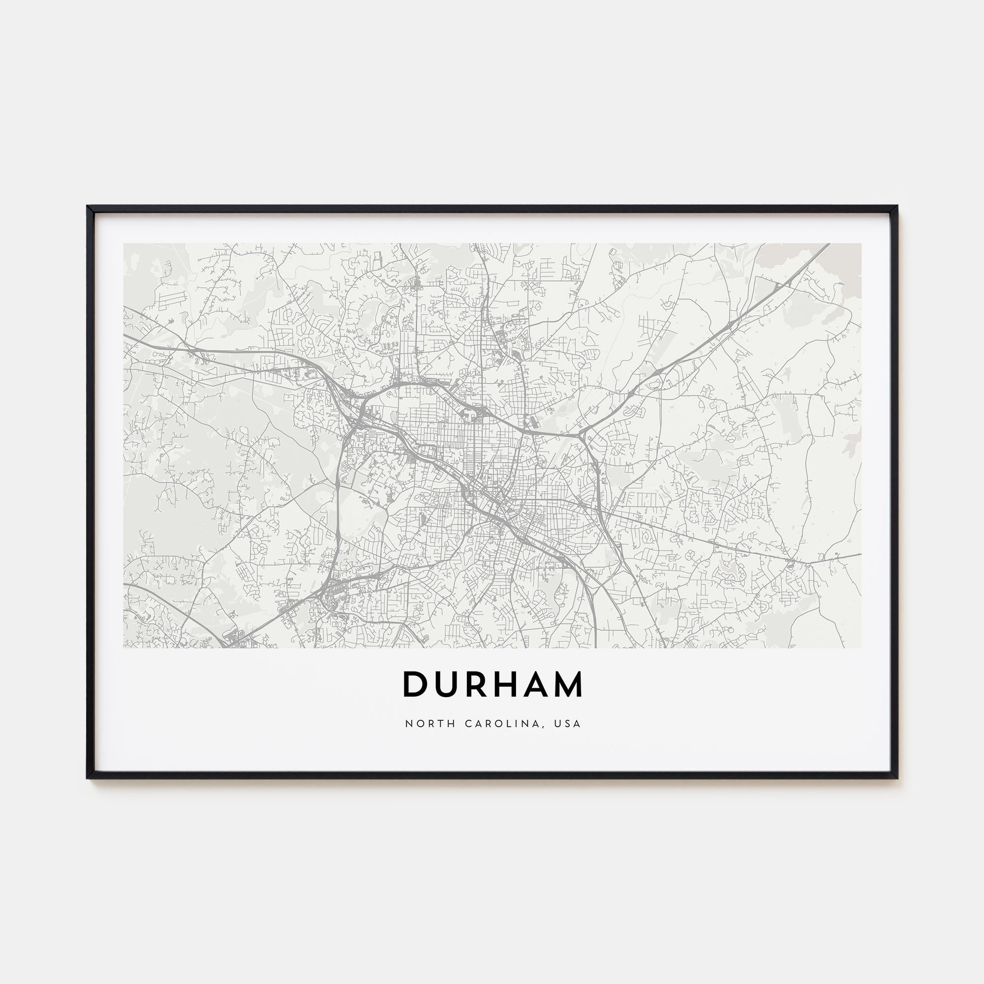 Durham, North Carolina Map Landscape Poster