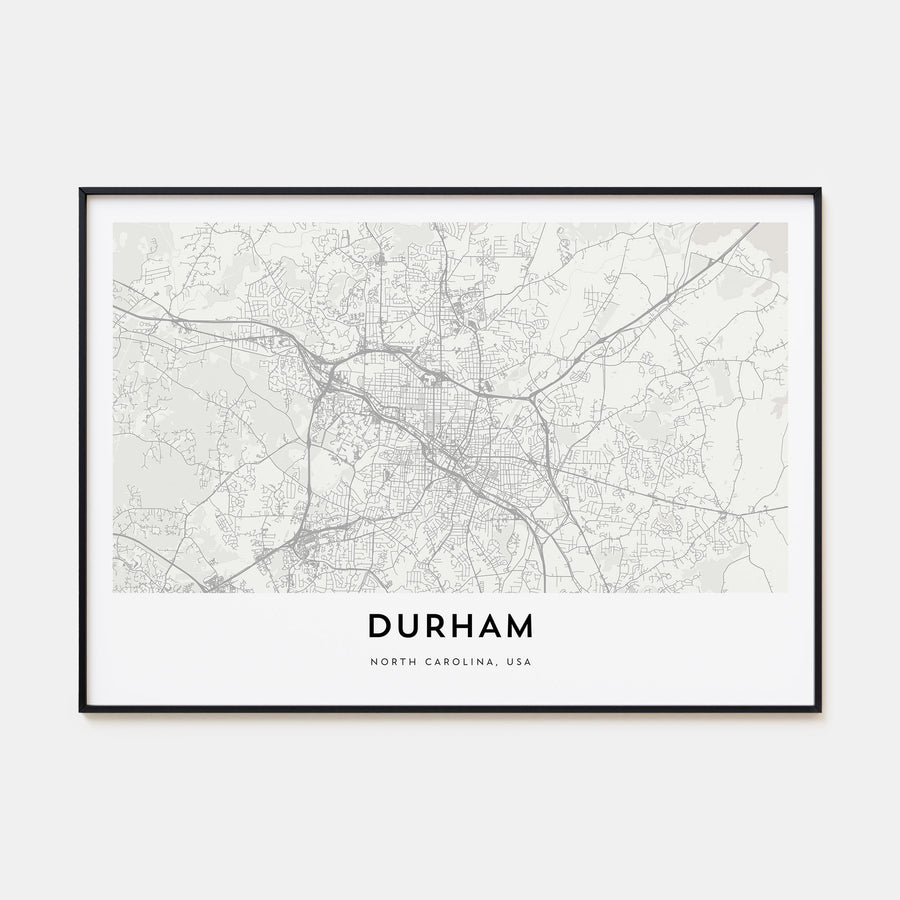 Durham, North Carolina Map Landscape Poster