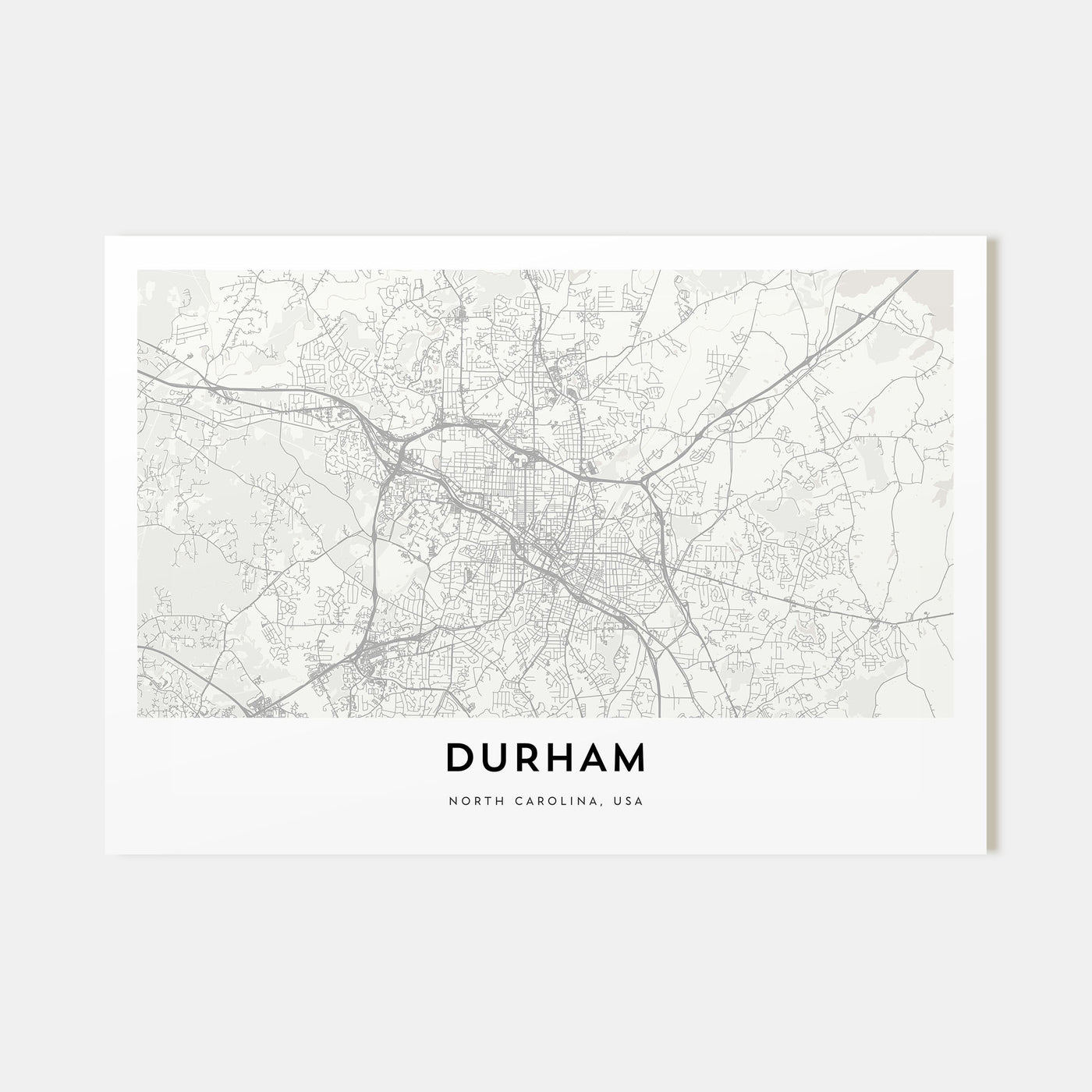 Durham, North Carolina Map Landscape Poster