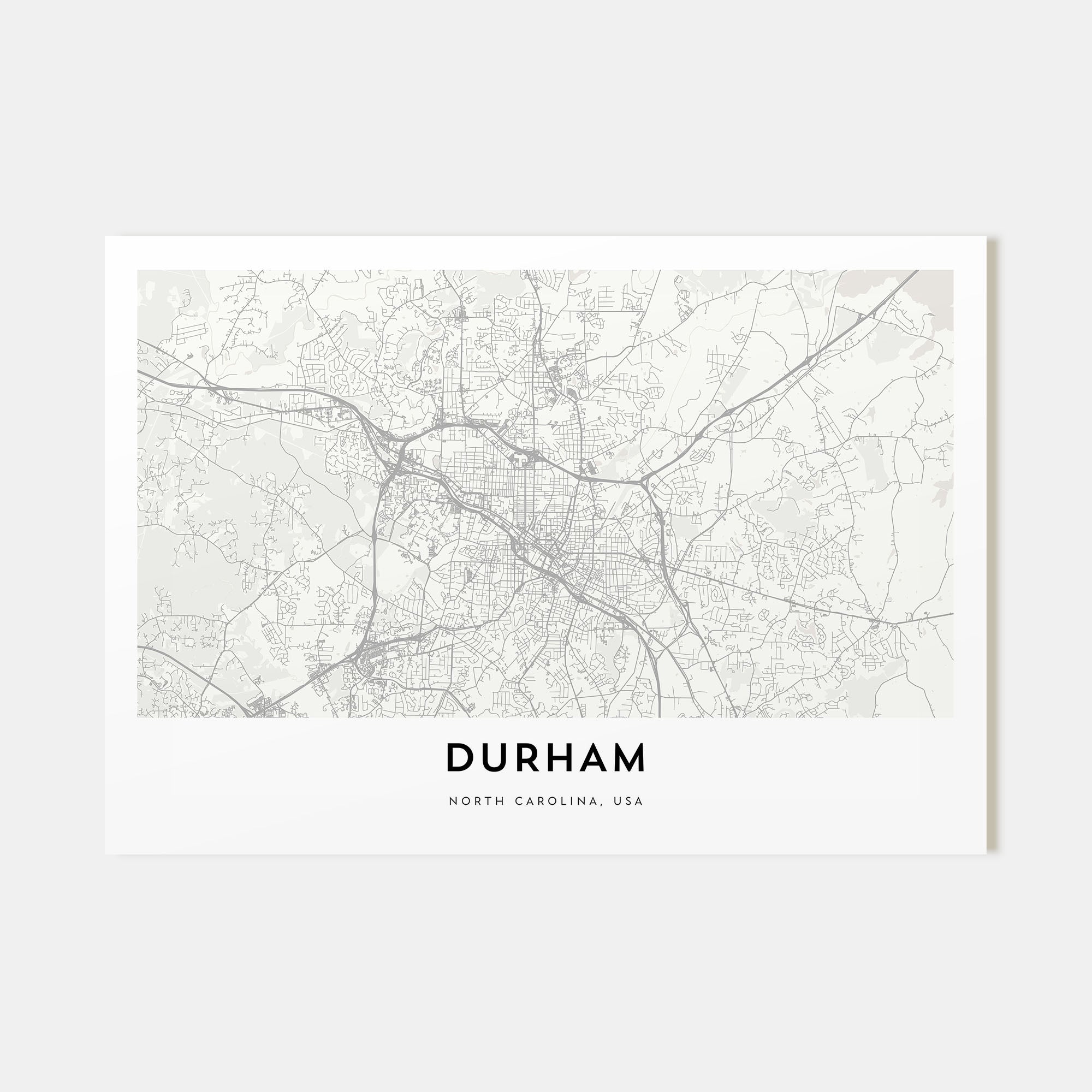 Durham, North Carolina Map Landscape Poster