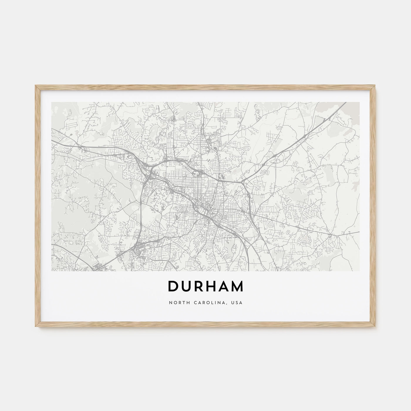 Durham, North Carolina Map Landscape Poster