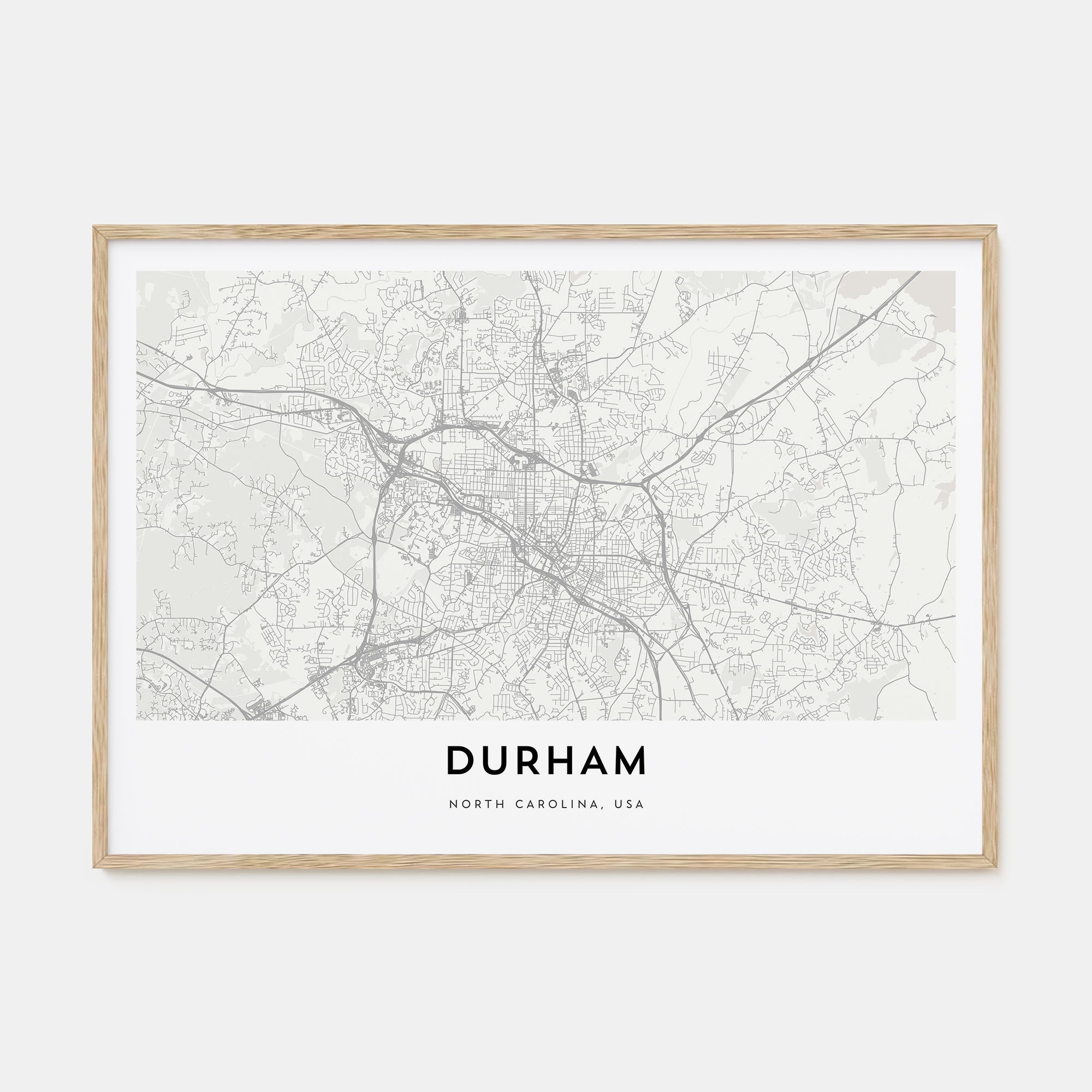 Durham, North Carolina Map Landscape Poster