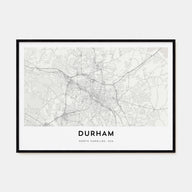 Durham, North Carolina Map Landscape Poster
