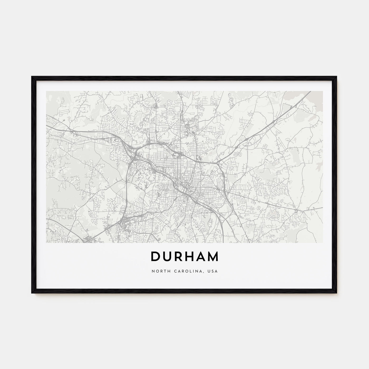 Durham, North Carolina Map Landscape Poster