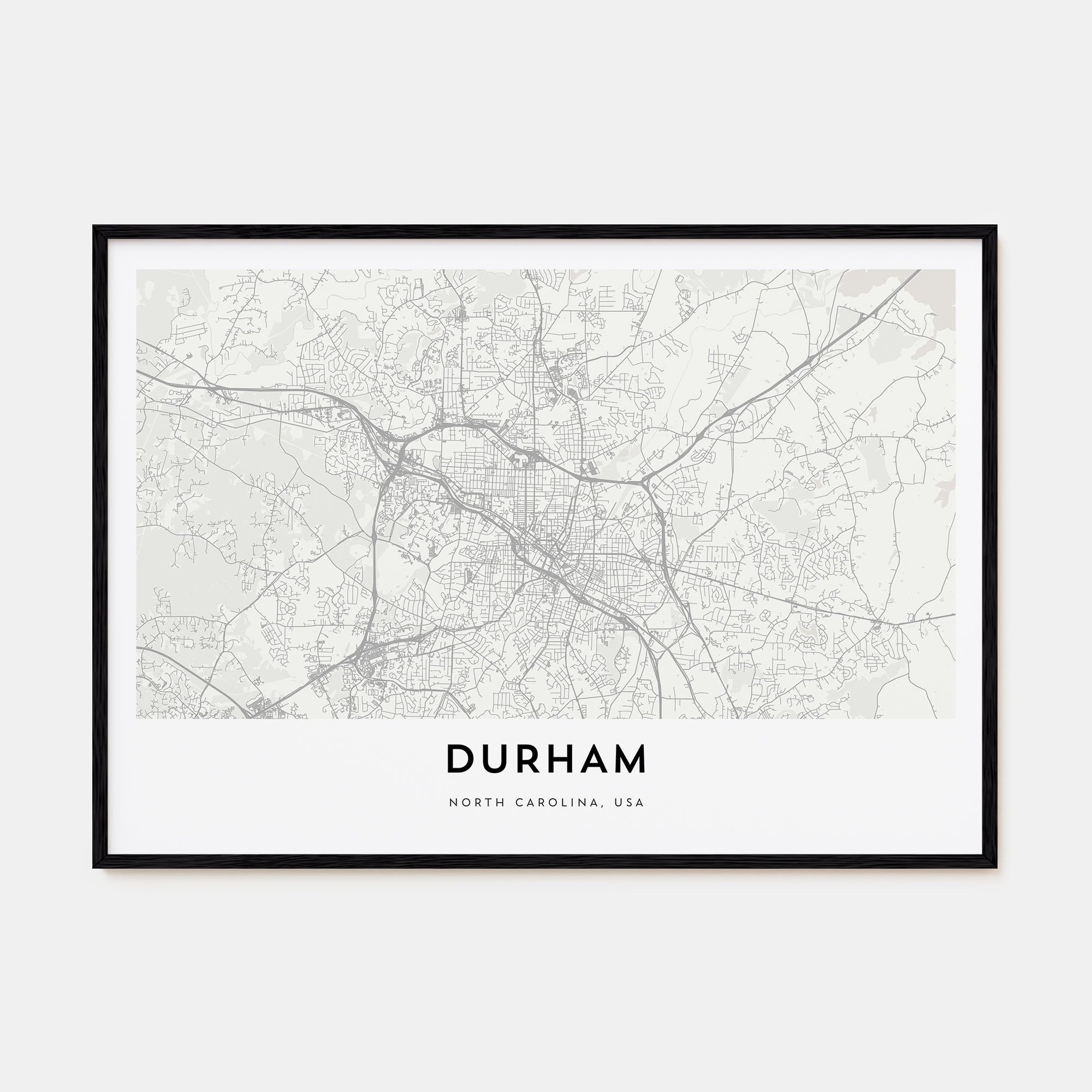 Durham, North Carolina Map Landscape Poster