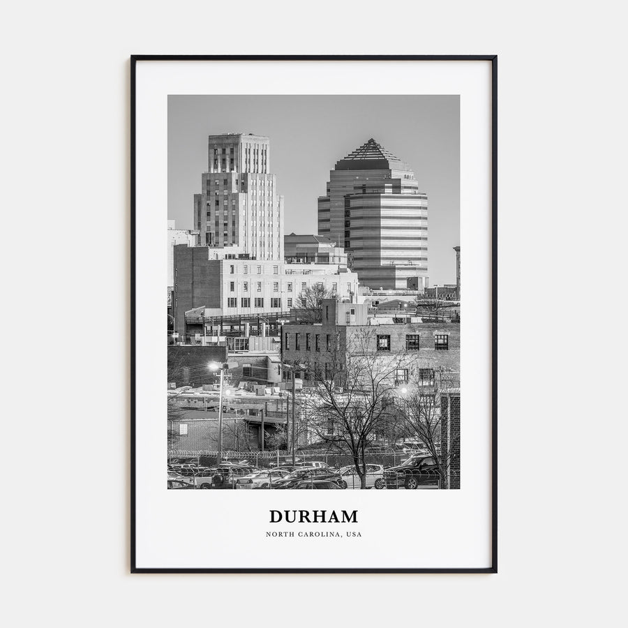 Durham, North Carolina Portrait B&W Poster