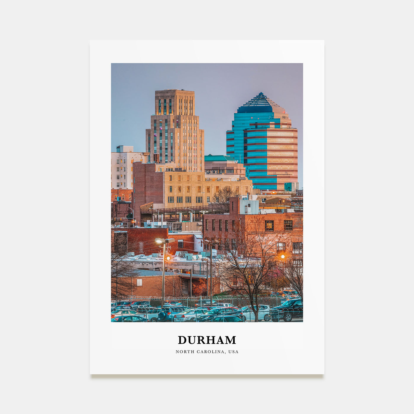 Durham, North Carolina Portrait Color Poster