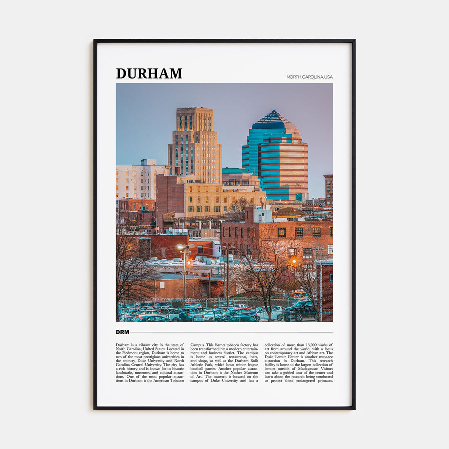 Durham, North Carolina Travel Color Poster