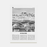 Dushanbe Travel B&W Poster