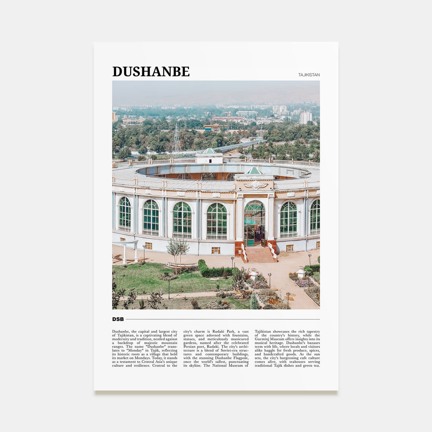 Dushanbe Travel Color Poster