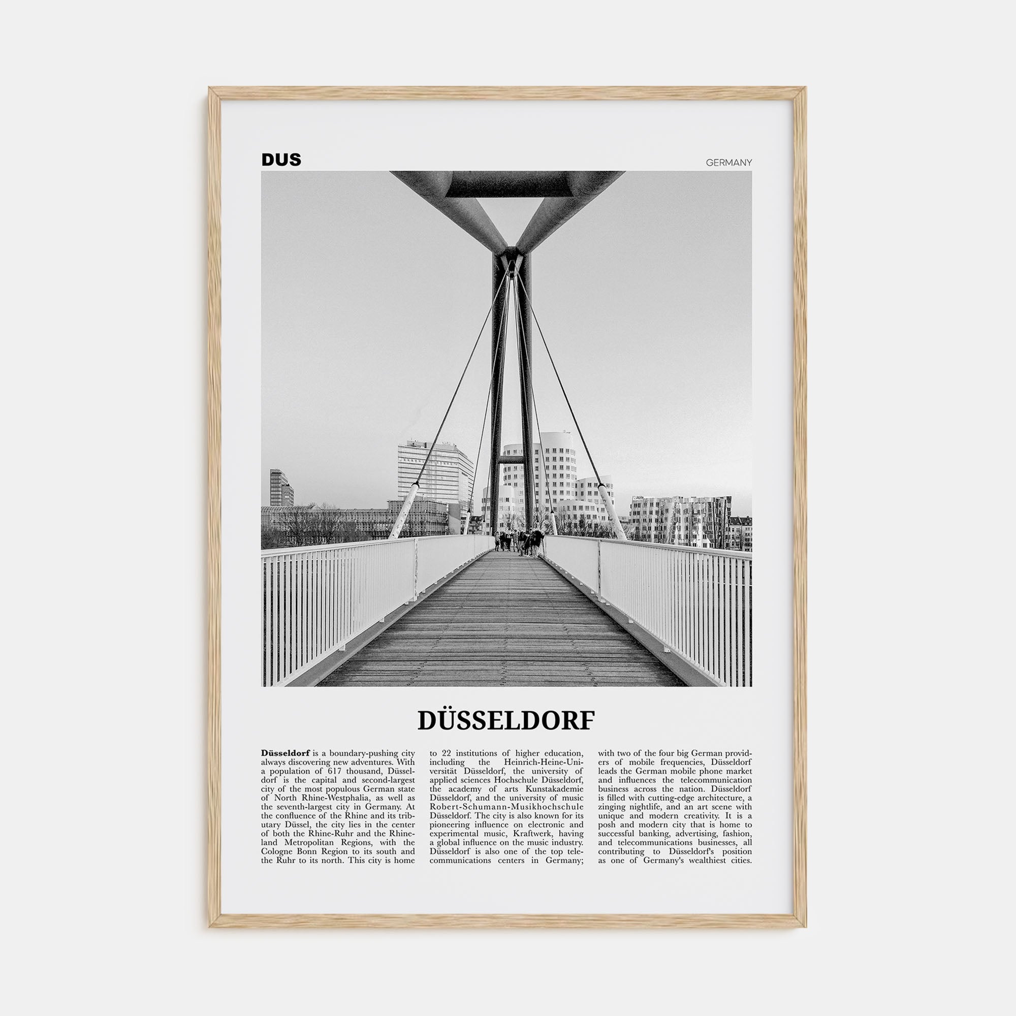 Düsseldorf Travel B&W No 2 Poster