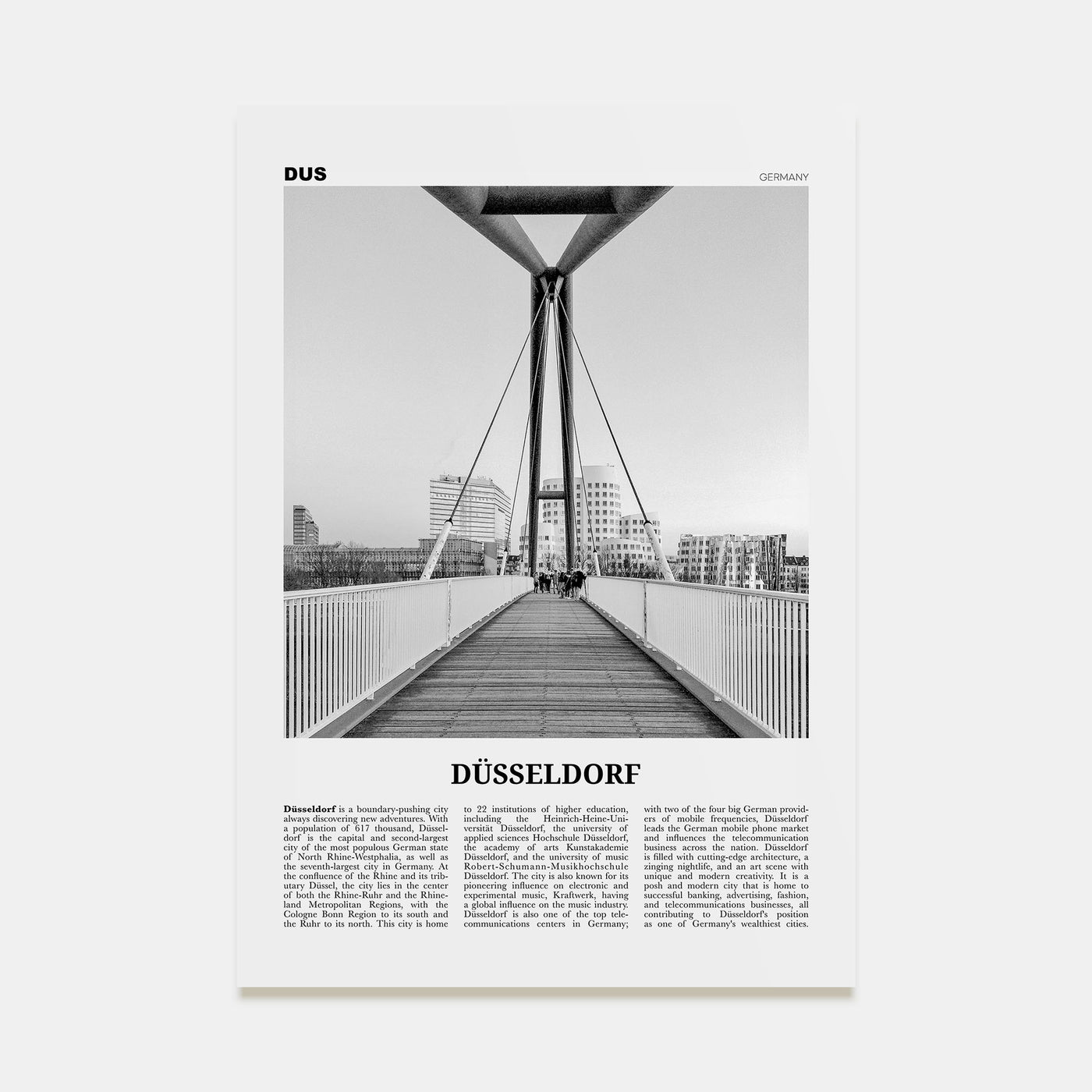 Düsseldorf Travel B&W No 2 Poster