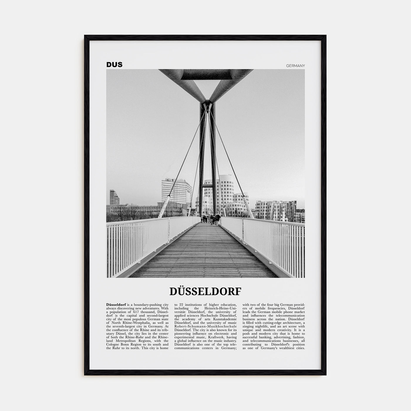 Düsseldorf Travel B&W No 2 Poster