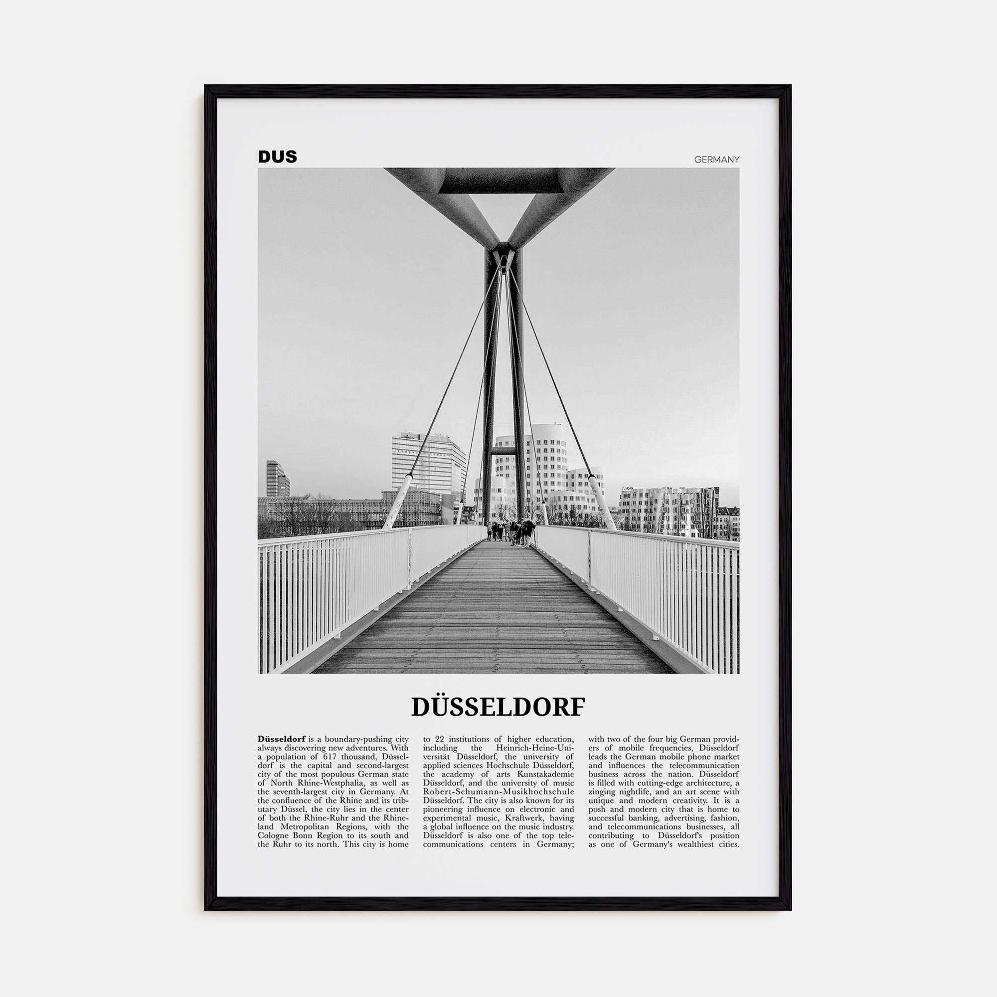 Düsseldorf Travel B&W No 2 Poster