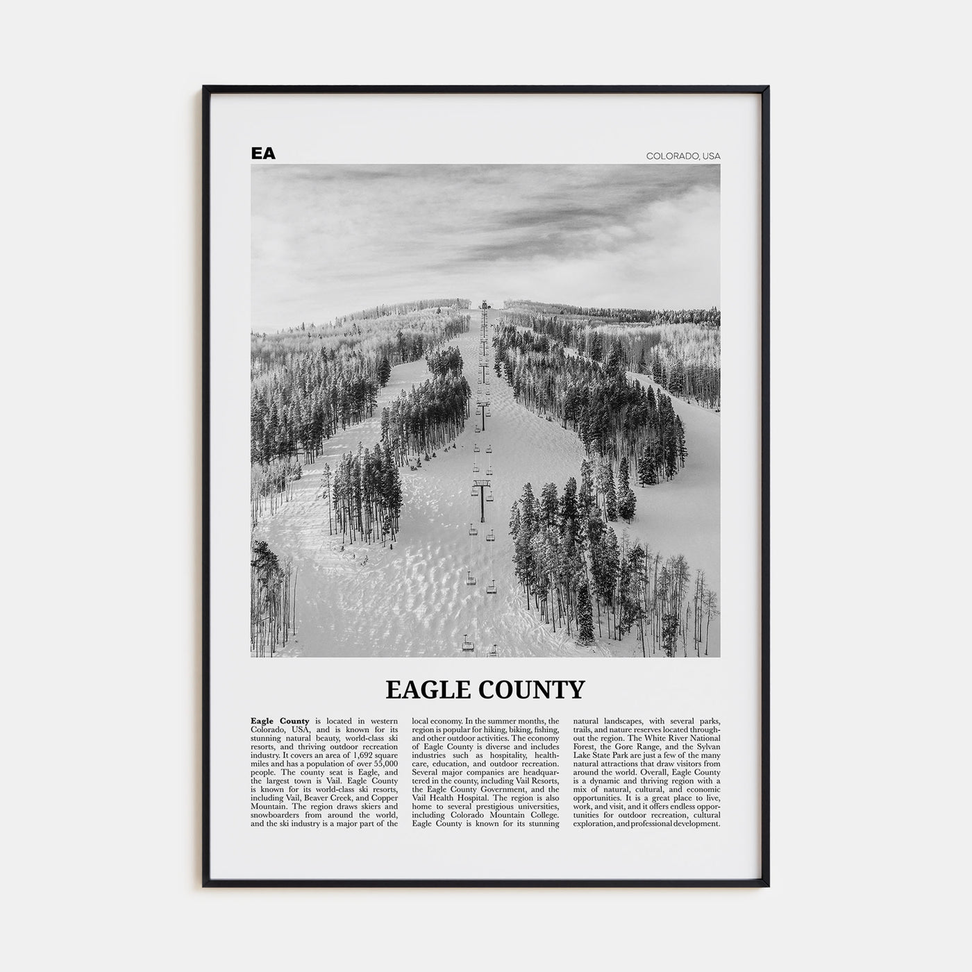 Eagle County Travel B&W Poster