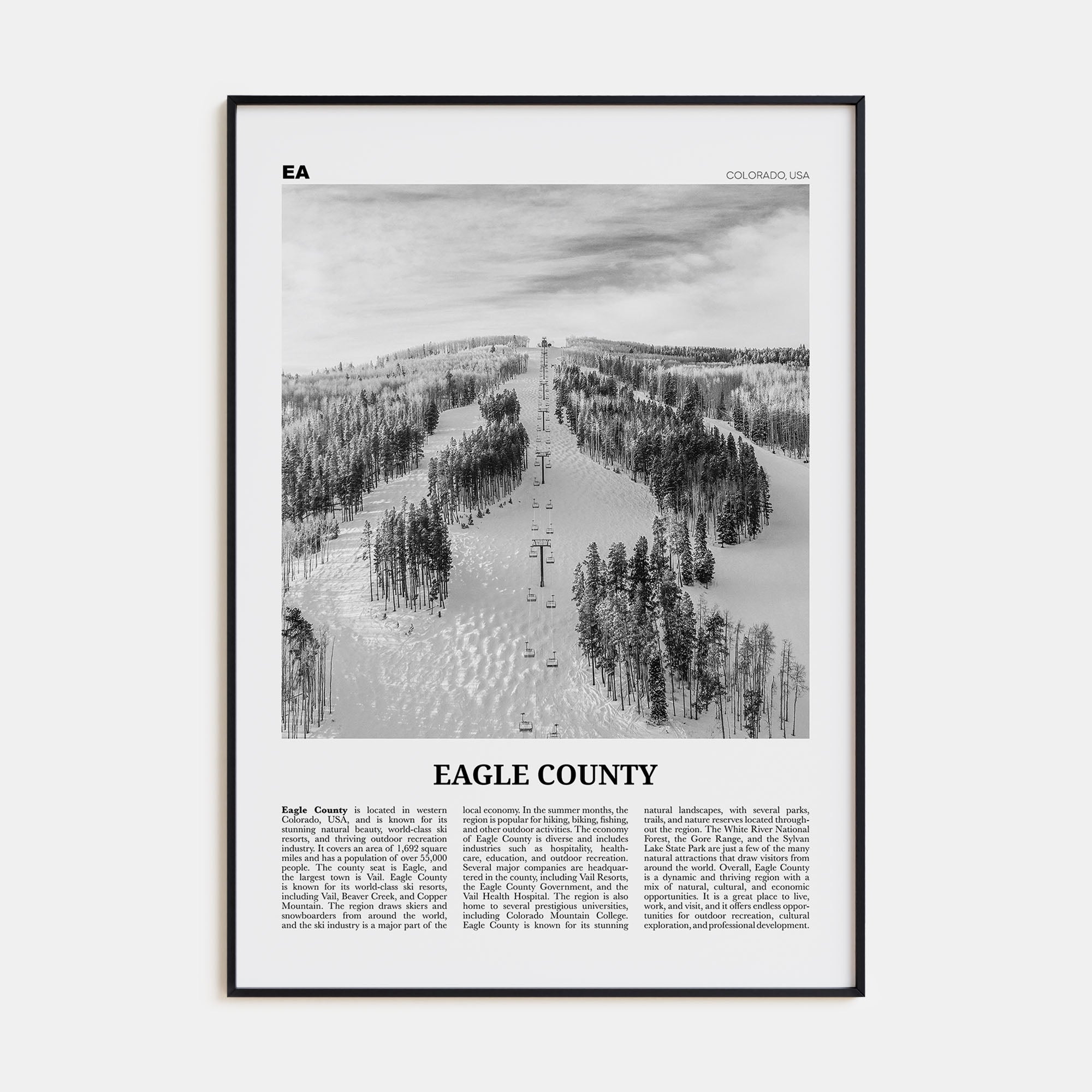Eagle County Travel B&W Poster
