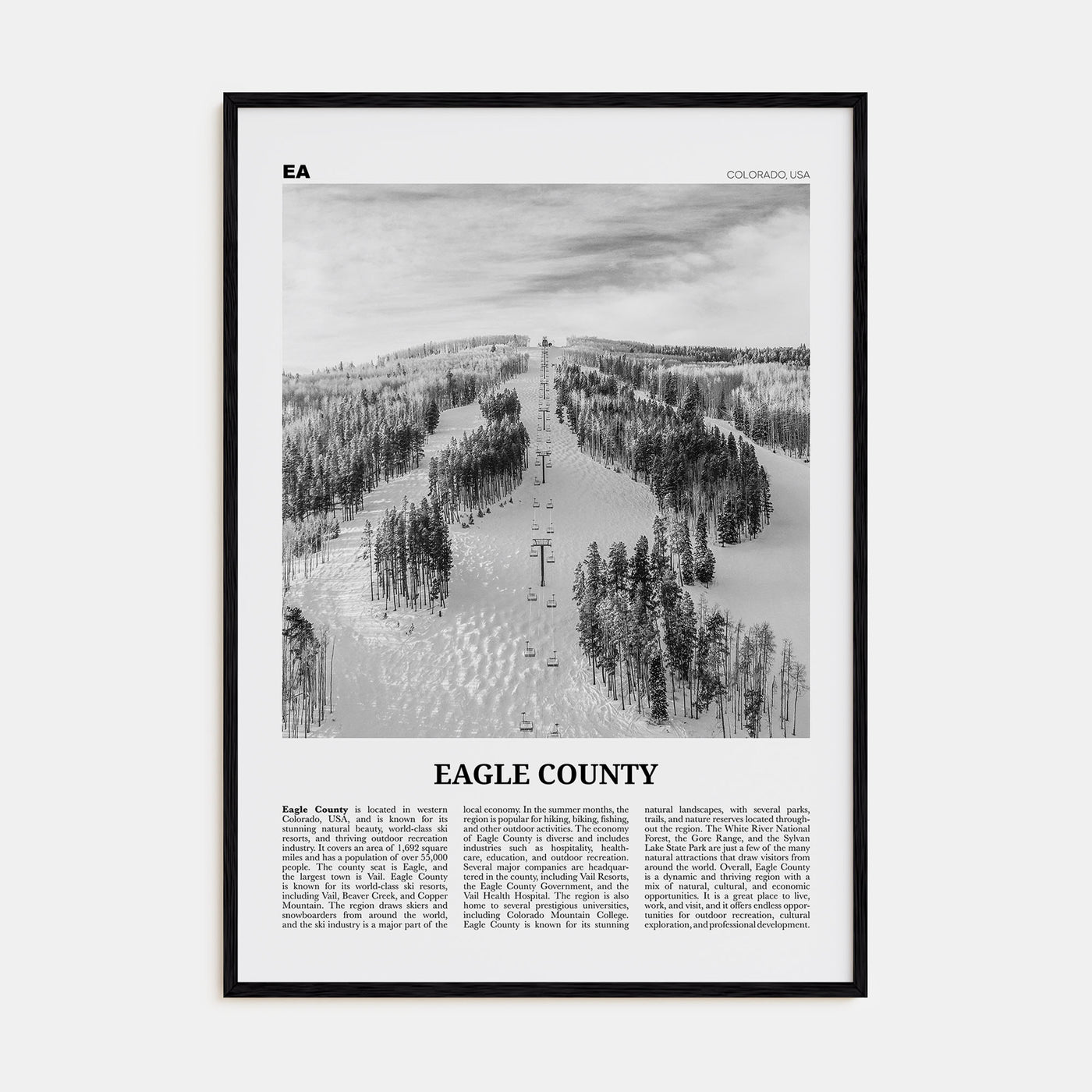 Eagle County Travel B&W Poster