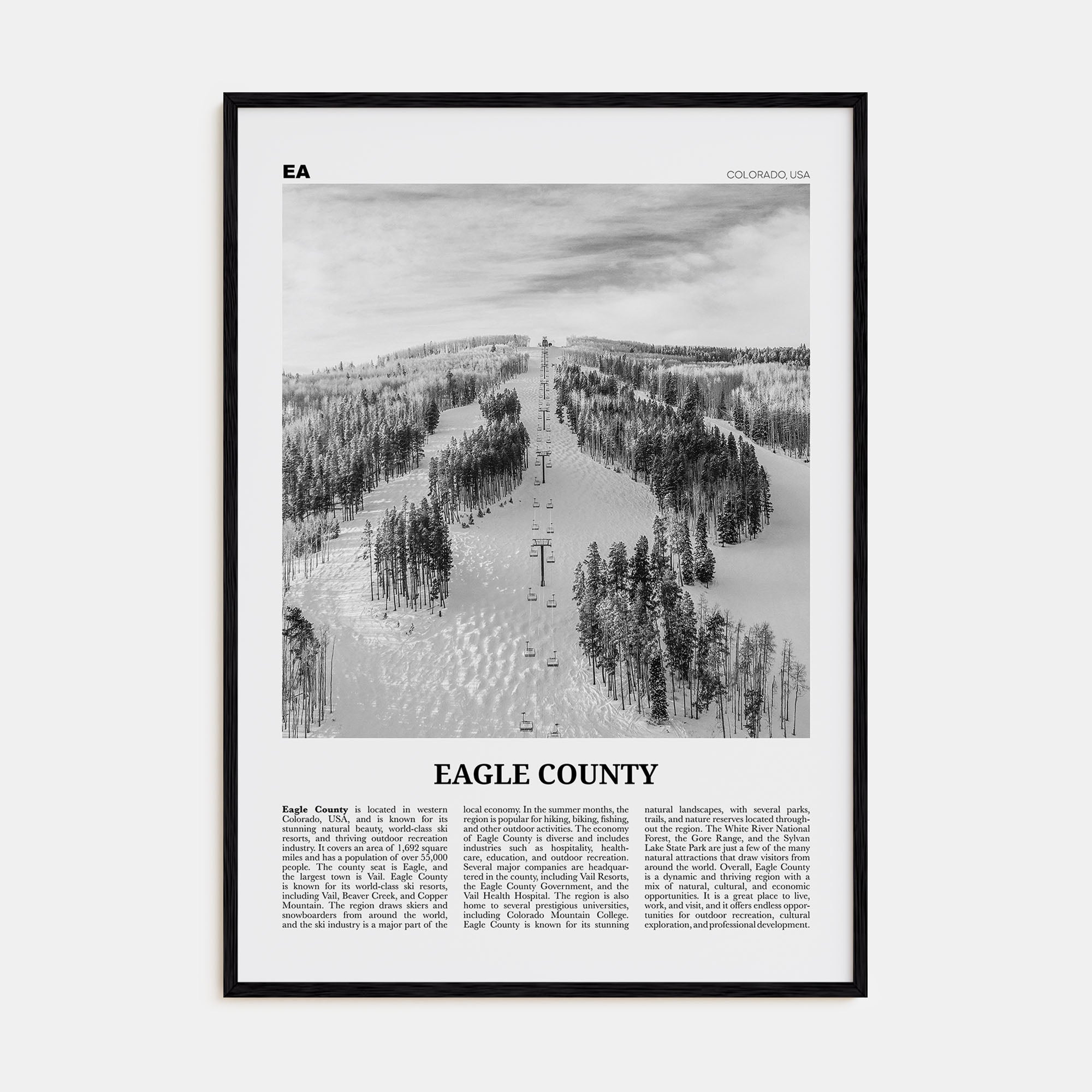 Eagle County Travel B&W Poster