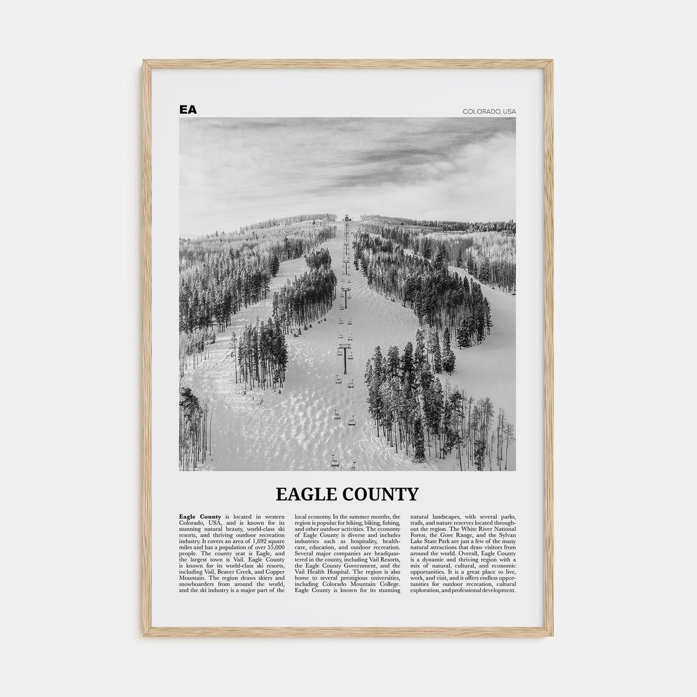 Eagle County Travel B&W Poster