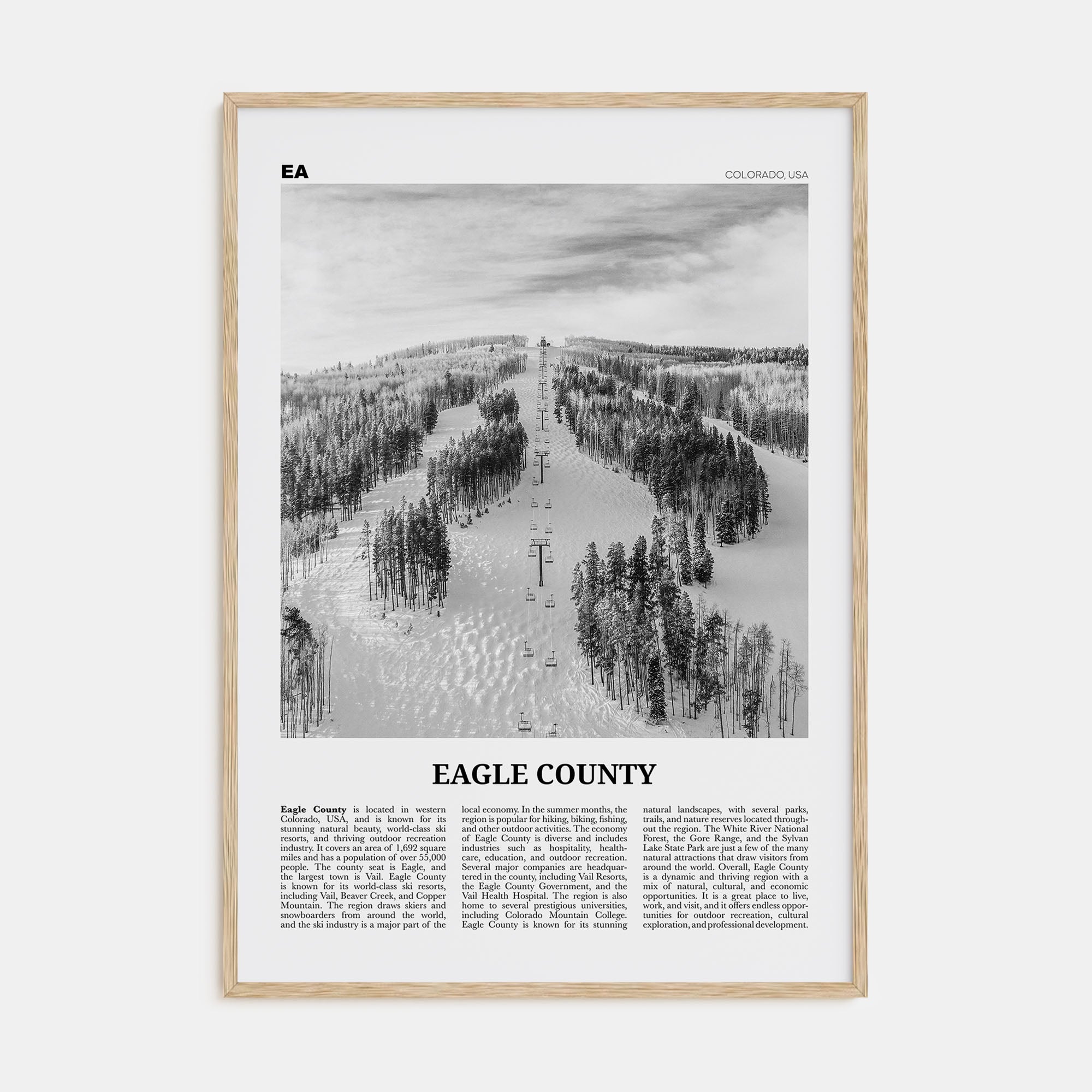Eagle County Travel B&W Poster
