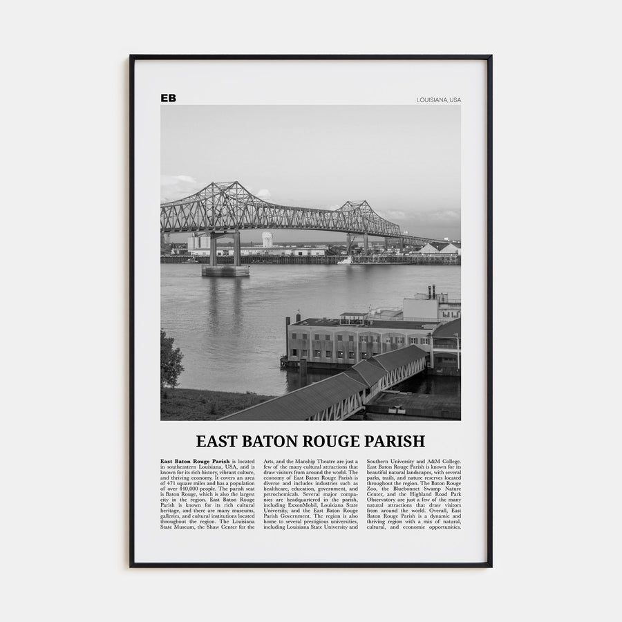 East Baton Rouge Parish Travel B&W Poster