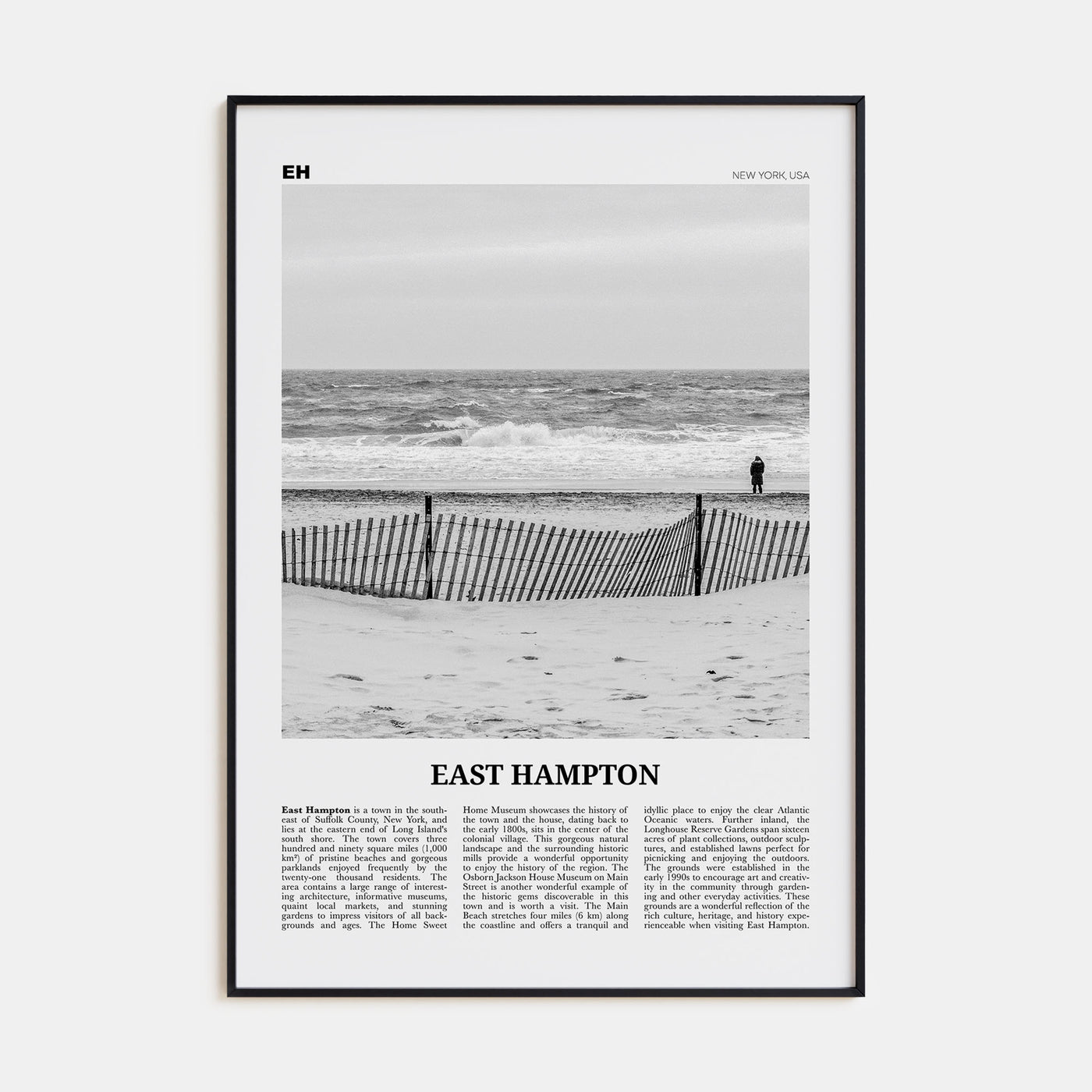 East Hampton Travel B&W Poster