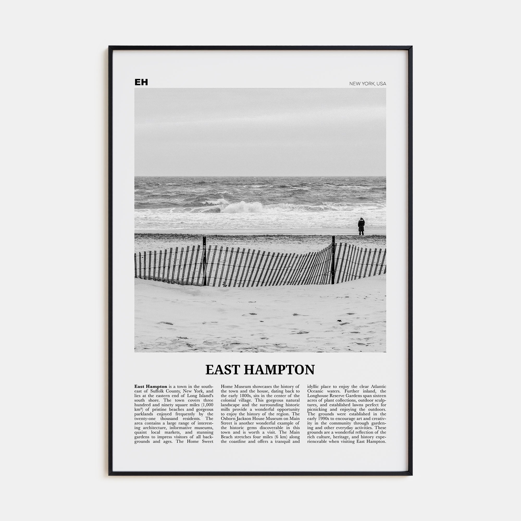 East Hampton Travel B&W Poster