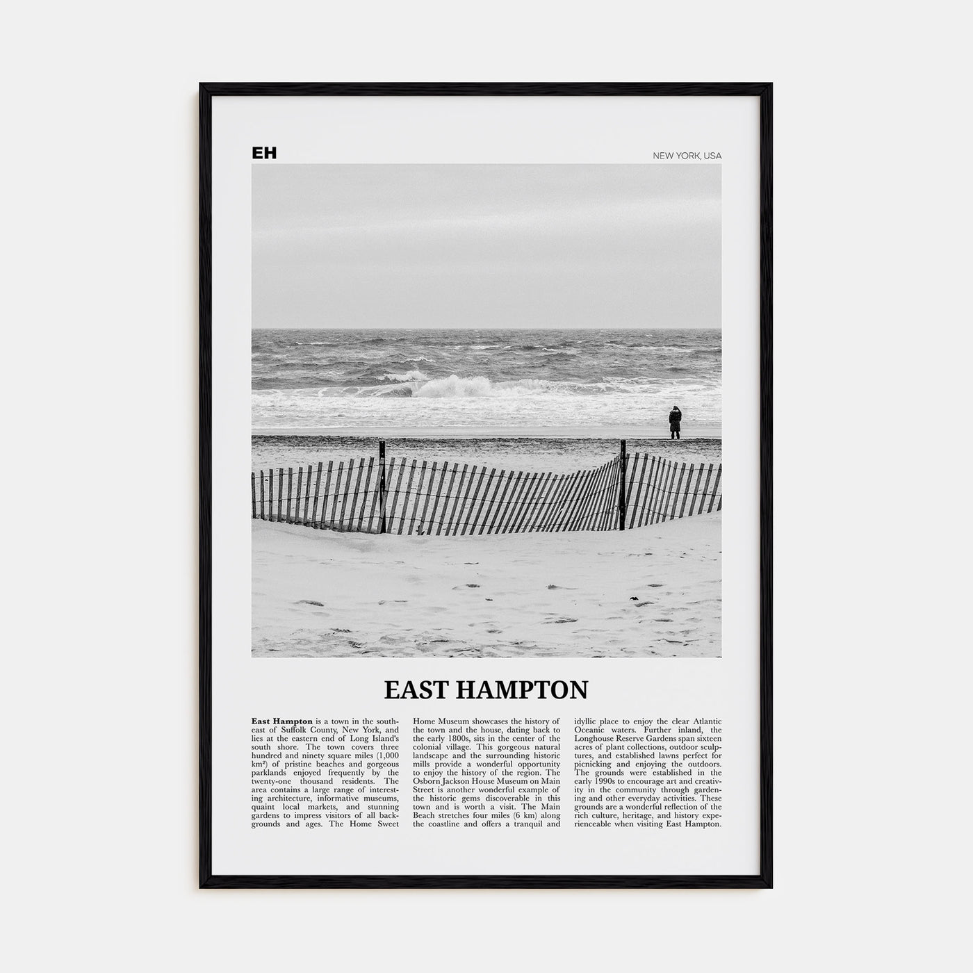 East Hampton Travel B&W Poster