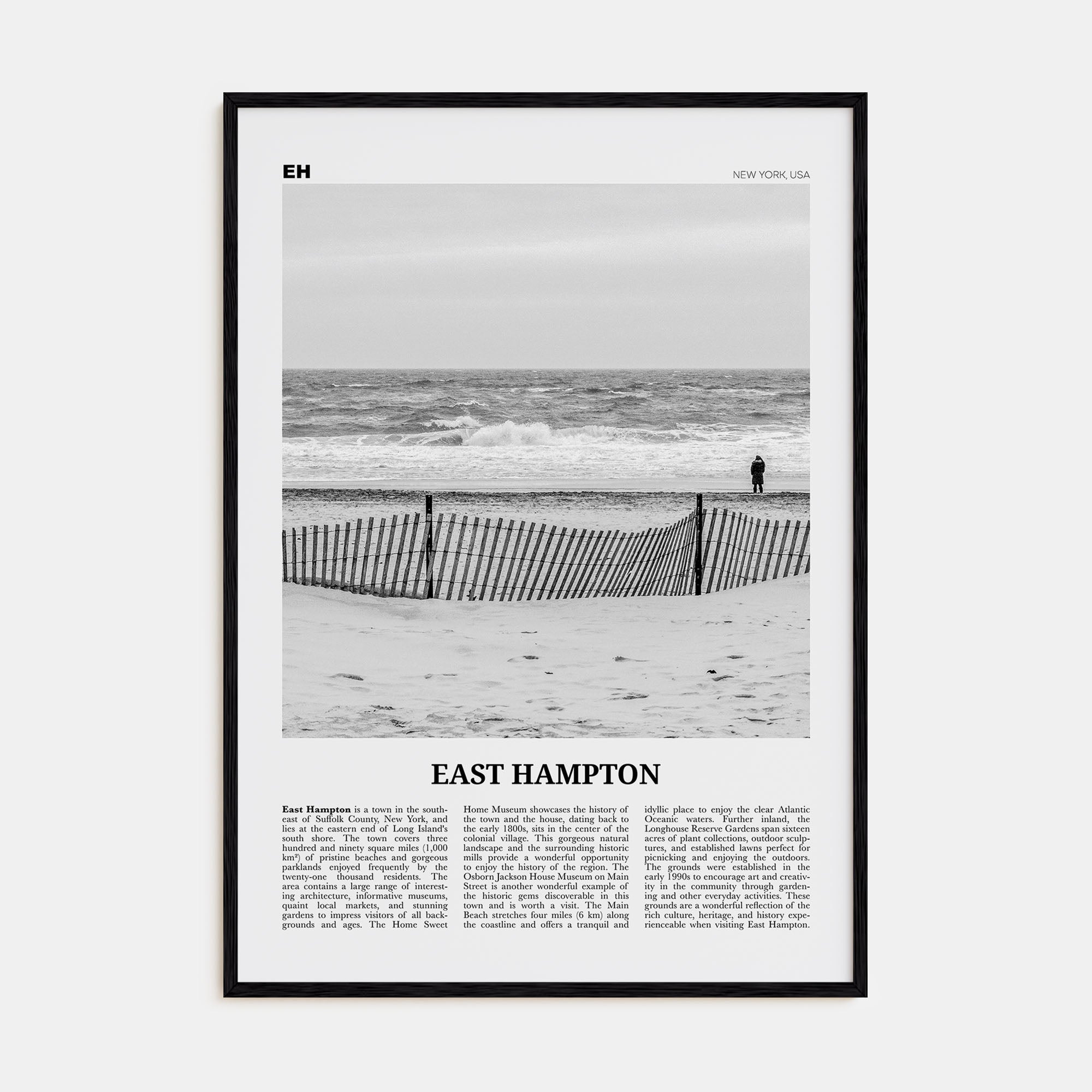 East Hampton Travel B&W Poster