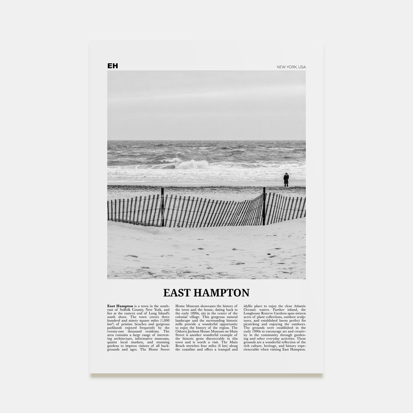 East Hampton Travel B&W Poster