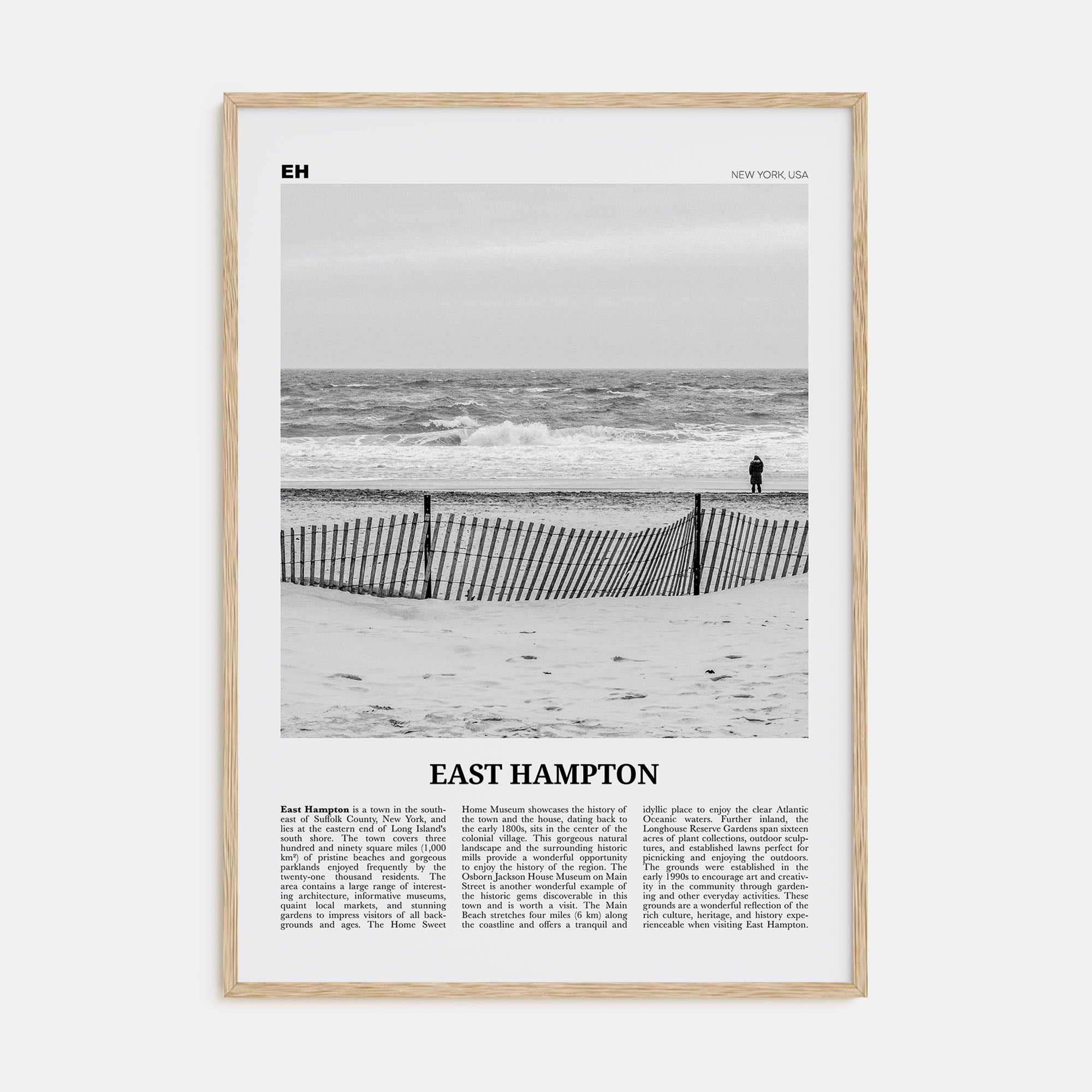 East Hampton Travel B&W Poster