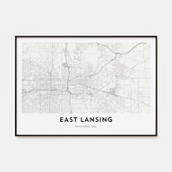 East Lansing Map Landscape Poster
