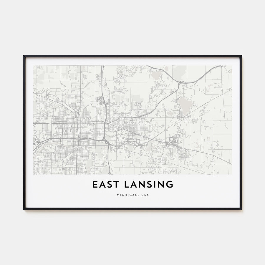 East Lansing Map Landscape Poster