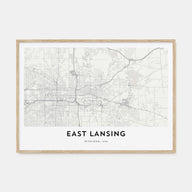 East Lansing Map Landscape Poster