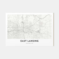 East Lansing Map Landscape Poster