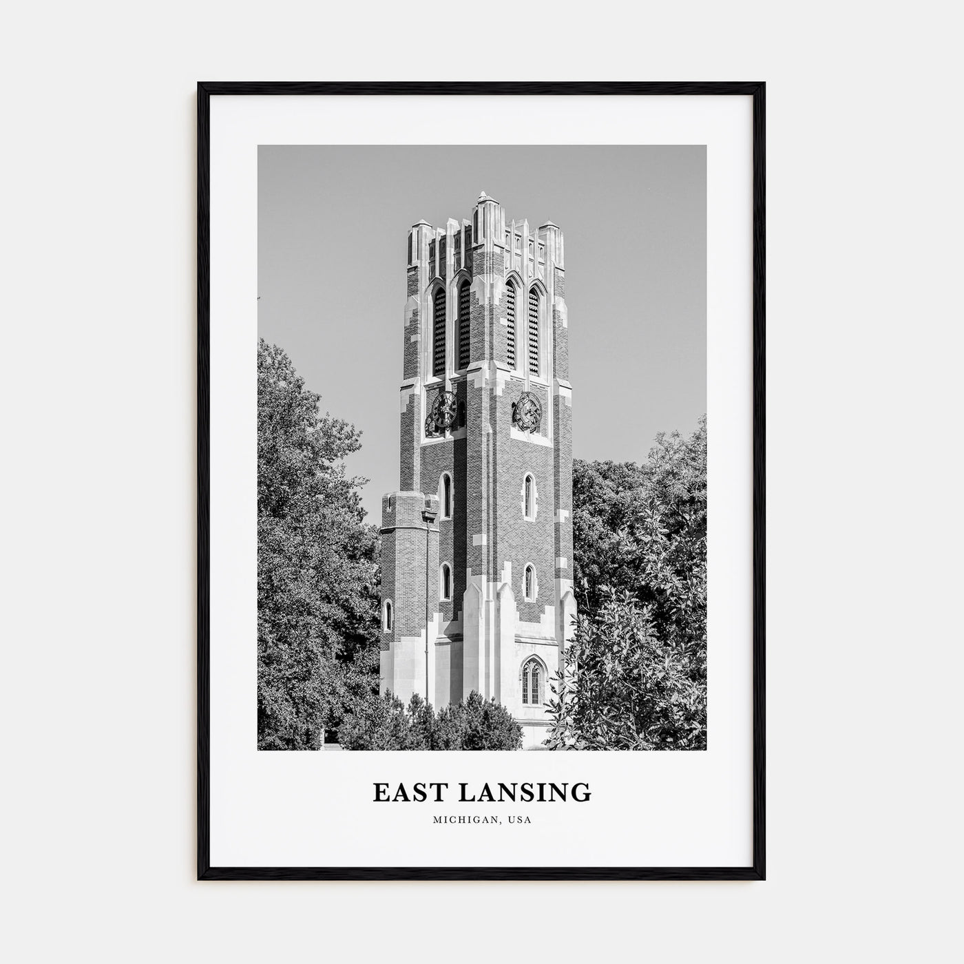 East Lansing Portrait B&W Poster