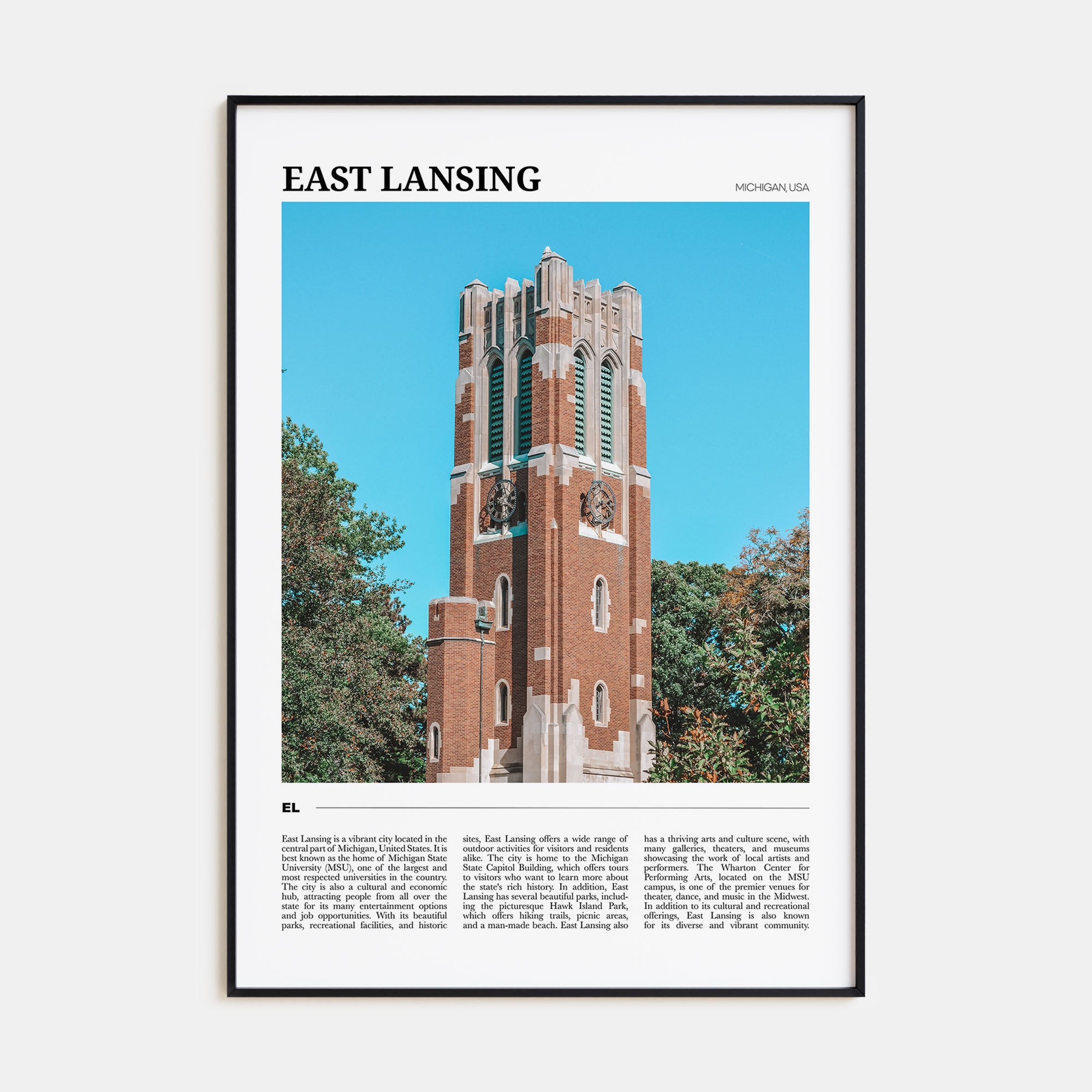 East Lansing Travel Color Poster