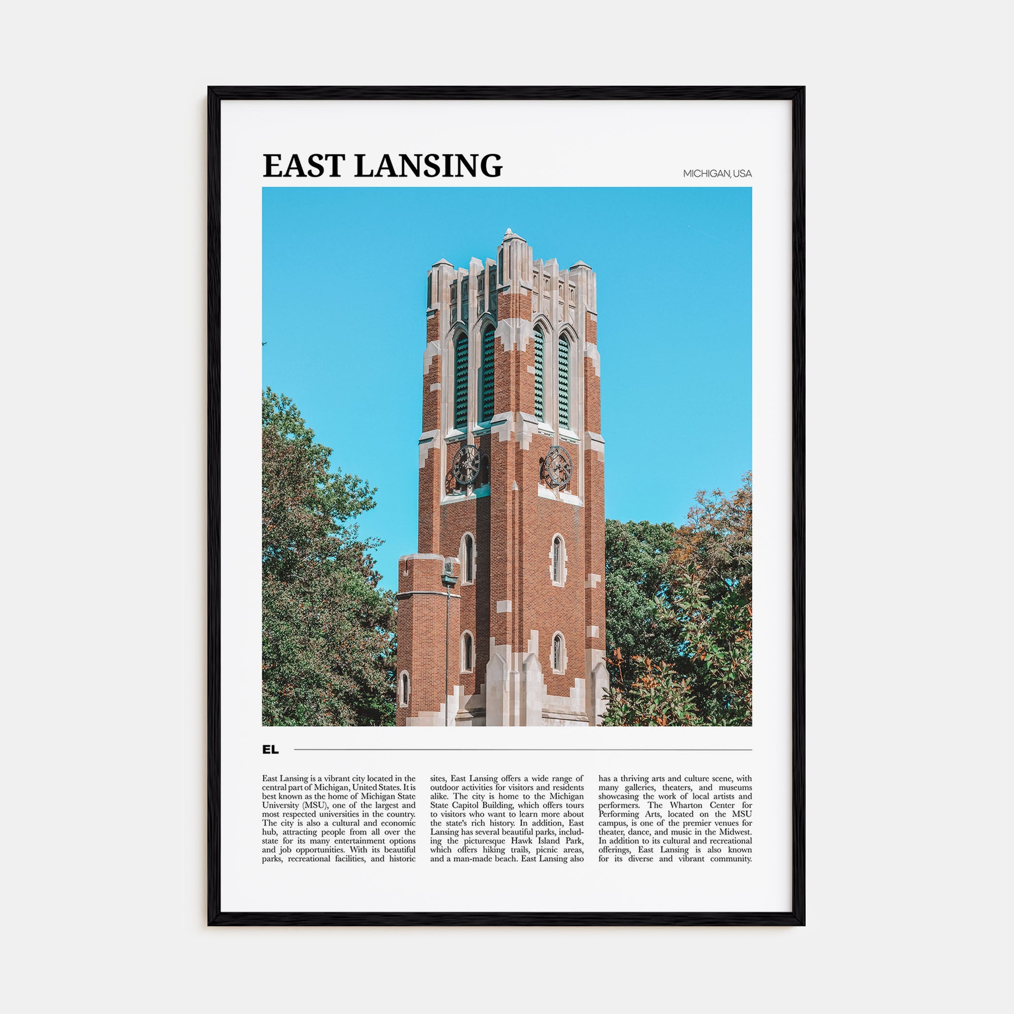 East Lansing Travel Color Poster
